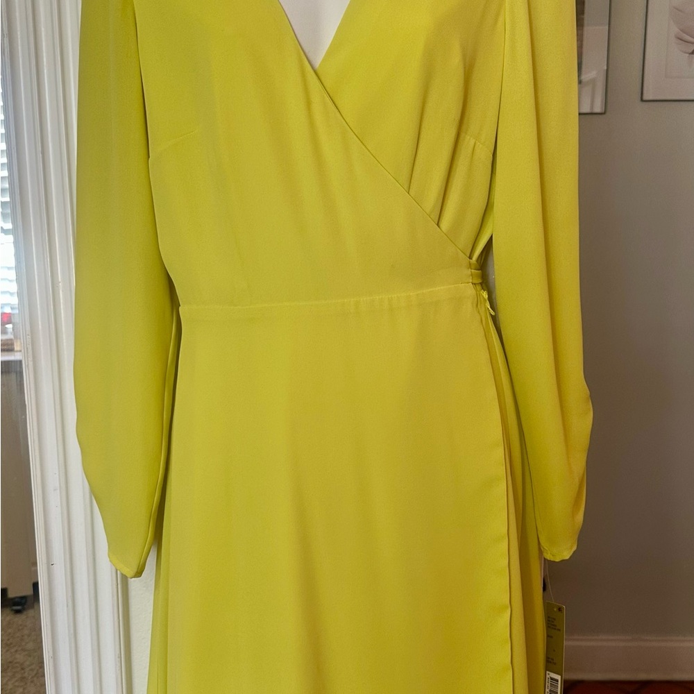 Elegant Yellow Wrap Dress